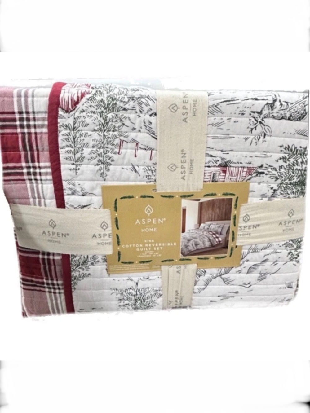 Aspen Home Reversible King Cotton Quilt Set 106”x90”